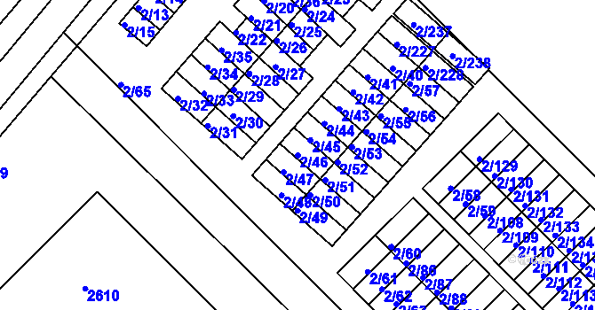 Parcela st. 2/46 v KÚ Třinec, Katastrální mapa