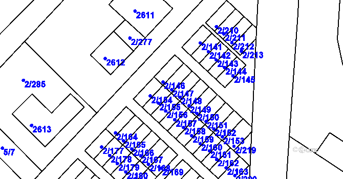 Parcela st. 2/147 v KÚ Třinec, Katastrální mapa