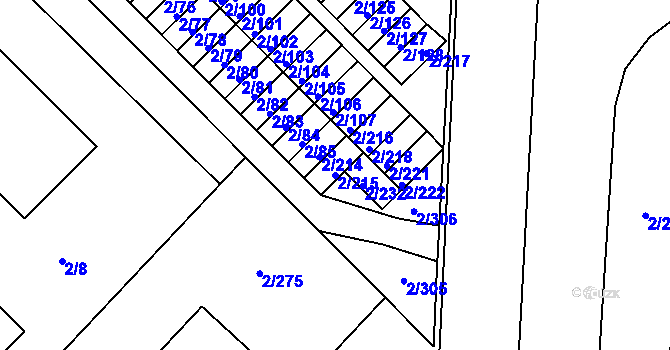 Parcela st. 2/215 v KÚ Třinec, Katastrální mapa