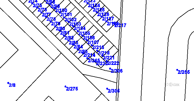Parcela st. 2/218 v KÚ Třinec, Katastrální mapa