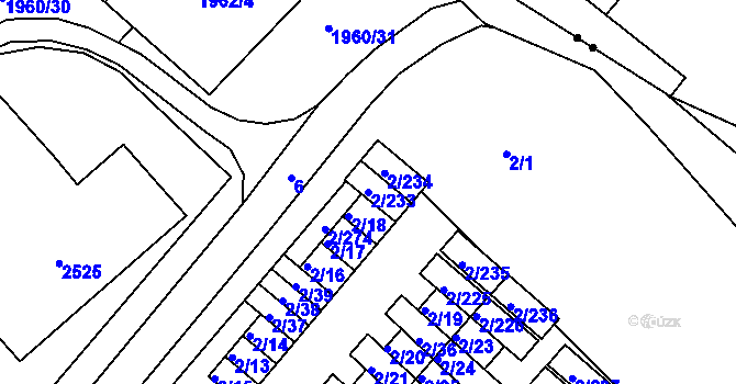Parcela st. 2/233 v KÚ Třinec, Katastrální mapa