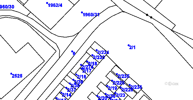 Parcela st. 2/234 v KÚ Třinec, Katastrální mapa