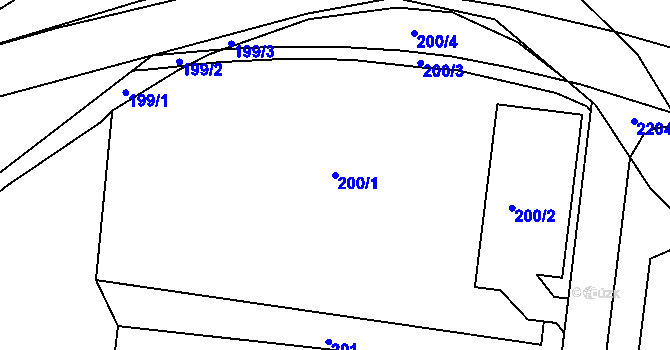 Parcela st. 200/1 v KÚ Třinec, Katastrální mapa
