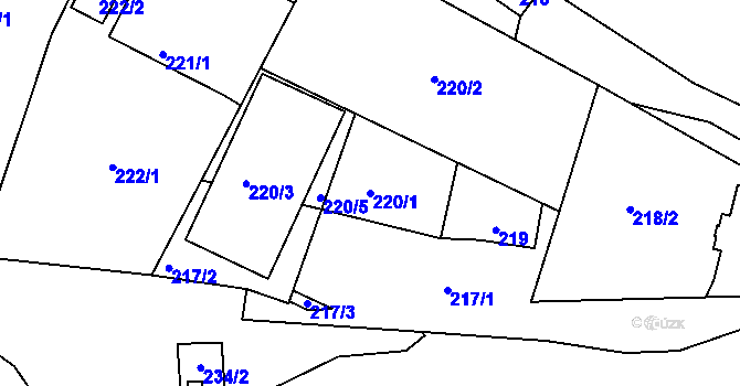 Parcela st. 220/1 v KÚ Třinec, Katastrální mapa