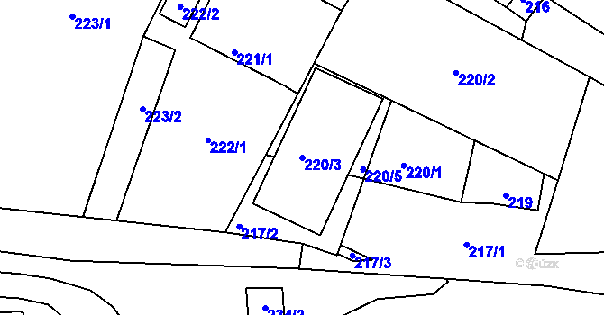 Parcela st. 220/3 v KÚ Třinec, Katastrální mapa