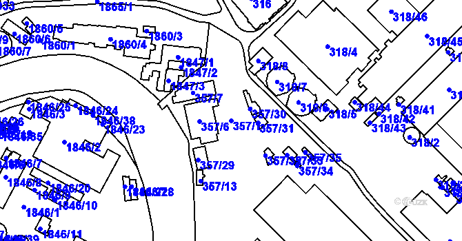 Parcela st. 357/1 v KÚ Třinec, Katastrální mapa