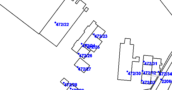 Parcela st. 472/25 v KÚ Třinec, Katastrální mapa