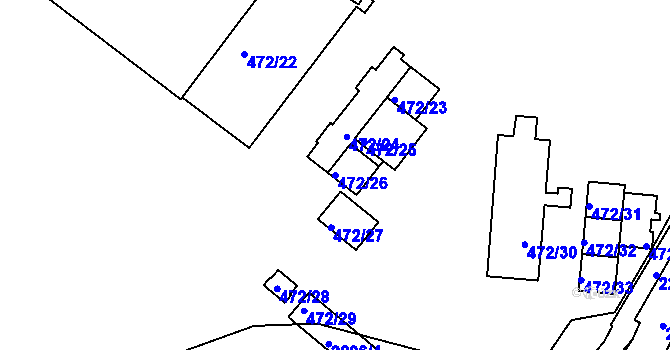 Parcela st. 472/26 v KÚ Třinec, Katastrální mapa