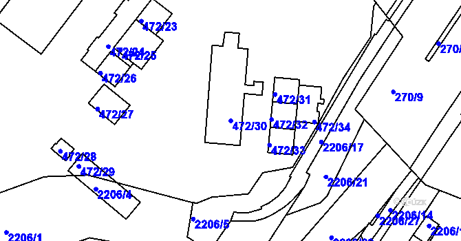 Parcela st. 472/30 v KÚ Třinec, Katastrální mapa
