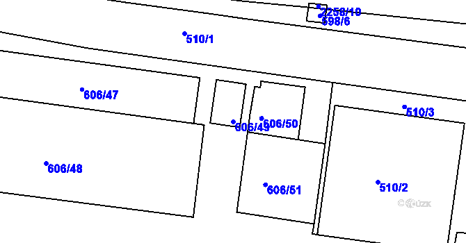 Parcela st. 606/49 v KÚ Třinec, Katastrální mapa