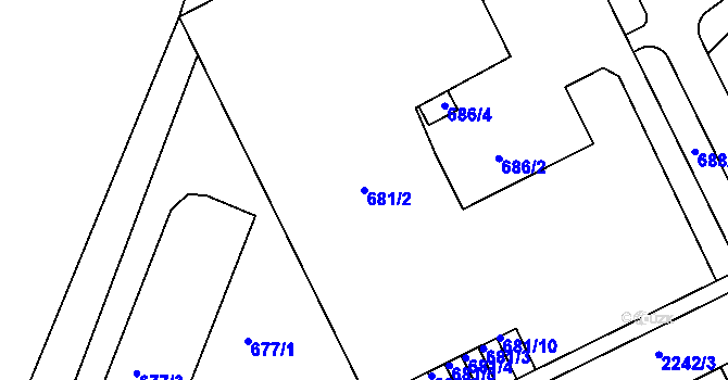 Parcela st. 681/2 v KÚ Třinec, Katastrální mapa