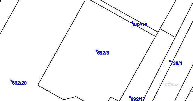 Parcela st. 692/3 v KÚ Třinec, Katastrální mapa