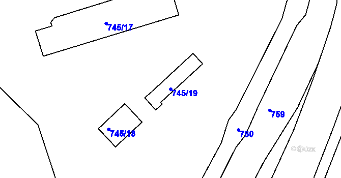 Parcela st. 745/19 v KÚ Třinec, Katastrální mapa