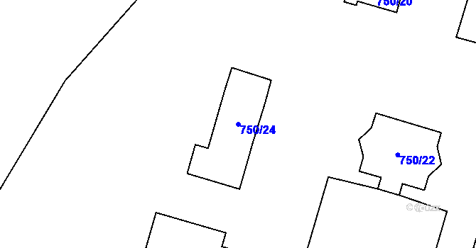 Parcela st. 750/24 v KÚ Třinec, Katastrální mapa