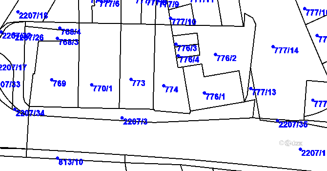 Parcela st. 774 v KÚ Třinec, Katastrální mapa