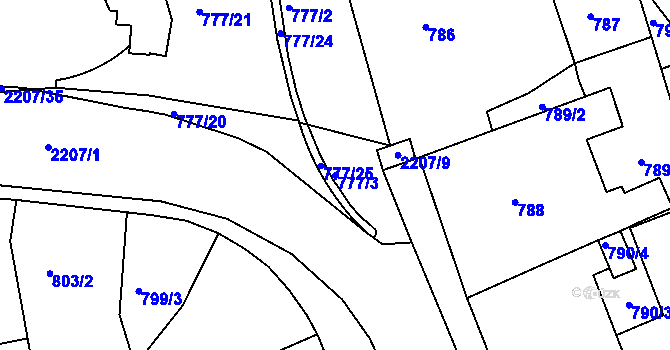 Parcela st. 777/3 v KÚ Třinec, Katastrální mapa