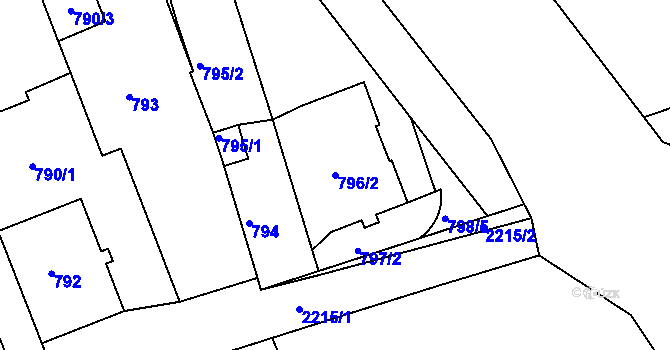 Parcela st. 796/2 v KÚ Třinec, Katastrální mapa