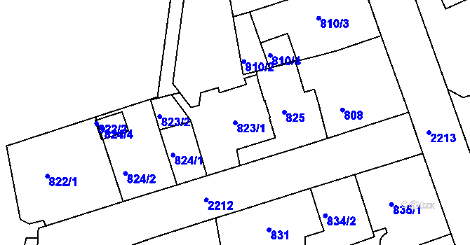 Parcela st. 823/1 v KÚ Třinec, Katastrální mapa