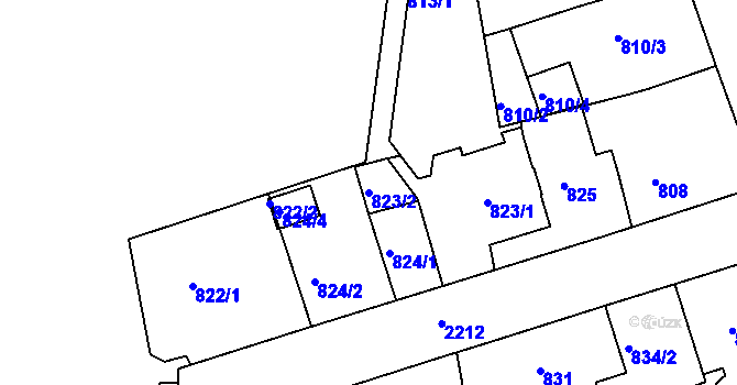 Parcela st. 823/2 v KÚ Třinec, Katastrální mapa
