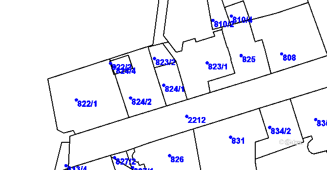 Parcela st. 824/1 v KÚ Třinec, Katastrální mapa