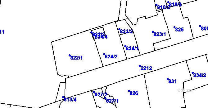Parcela st. 824/2 v KÚ Třinec, Katastrální mapa