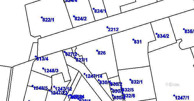 Parcela st. 826 v KÚ Třinec, Katastrální mapa