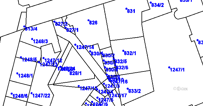 Parcela st. 830/2 v KÚ Třinec, Katastrální mapa