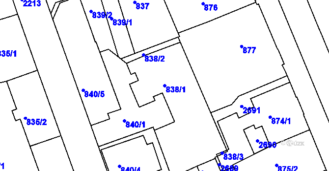 Parcela st. 838/1 v KÚ Třinec, Katastrální mapa