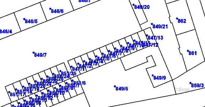 Parcela st. 847/6 v KÚ Třinec, Katastrální mapa