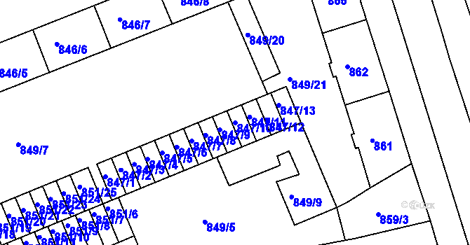 Parcela st. 847/10 v KÚ Třinec, Katastrální mapa