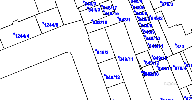 Parcela st. 848/2 v KÚ Třinec, Katastrální mapa