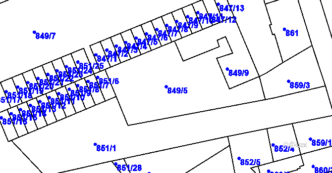 Parcela st. 849/5 v KÚ Třinec, Katastrální mapa