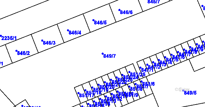 Parcela st. 849/7 v KÚ Třinec, Katastrální mapa