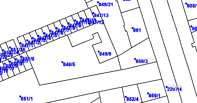 Parcela st. 849/9 v KÚ Třinec, Katastrální mapa