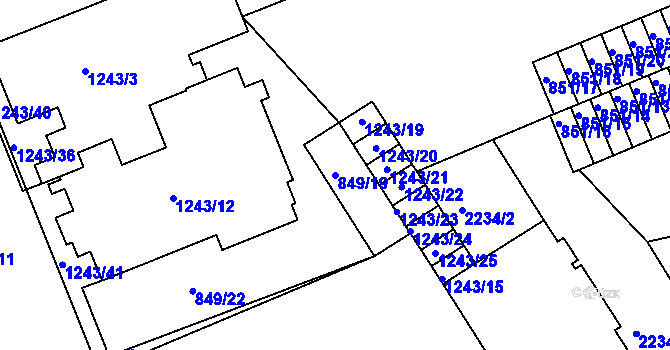 Parcela st. 849/19 v KÚ Třinec, Katastrální mapa