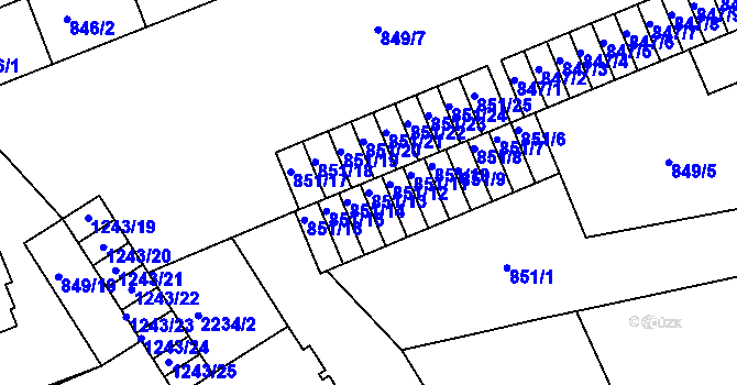 Parcela st. 851/13 v KÚ Třinec, Katastrální mapa