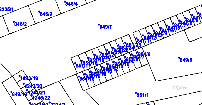 Parcela st. 851/21 v KÚ Třinec, Katastrální mapa