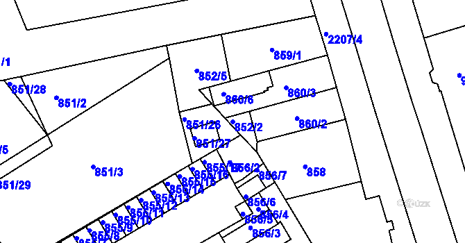 Parcela st. 852/2 v KÚ Třinec, Katastrální mapa