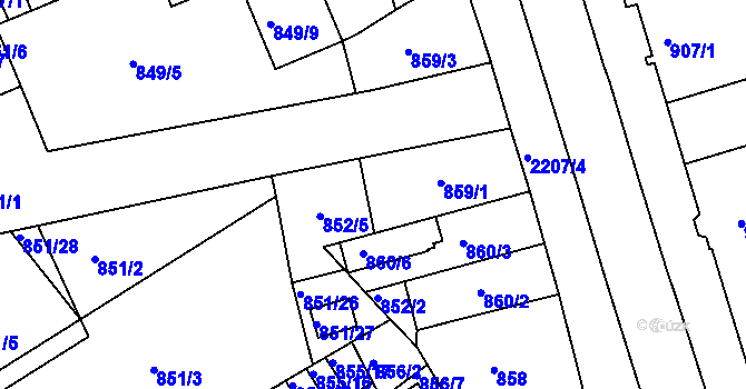 Parcela st. 852/4 v KÚ Třinec, Katastrální mapa