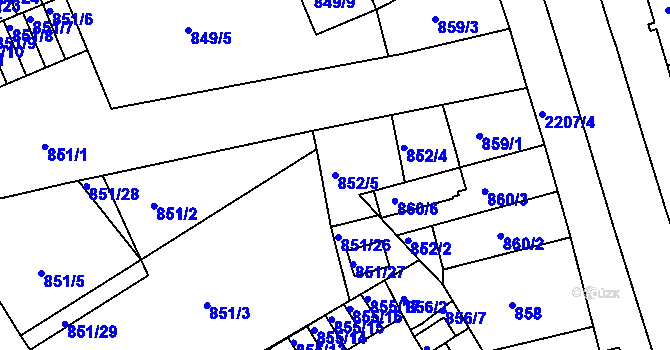 Parcela st. 852/5 v KÚ Třinec, Katastrální mapa