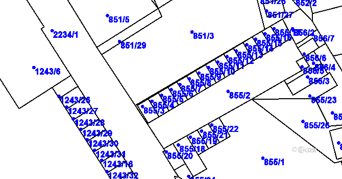 Parcela st. 855/6 v KÚ Třinec, Katastrální mapa