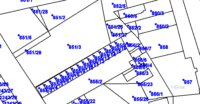 Parcela st. 855/14 v KÚ Třinec, Katastrální mapa