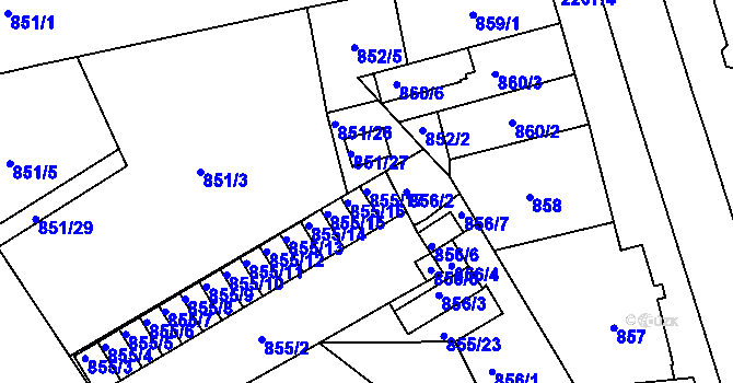 Parcela st. 855/17 v KÚ Třinec, Katastrální mapa
