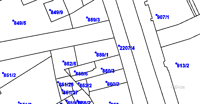 Parcela st. 859/1 v KÚ Třinec, Katastrální mapa