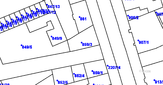 Parcela st. 859/3 v KÚ Třinec, Katastrální mapa