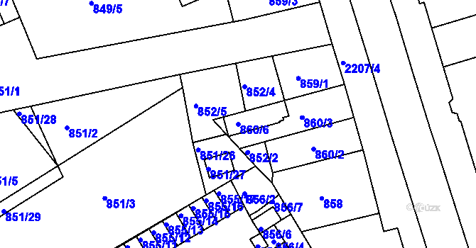 Parcela st. 860/6 v KÚ Třinec, Katastrální mapa