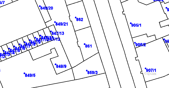 Parcela st. 861 v KÚ Třinec, Katastrální mapa