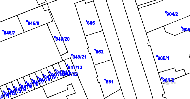 Parcela st. 862 v KÚ Třinec, Katastrální mapa