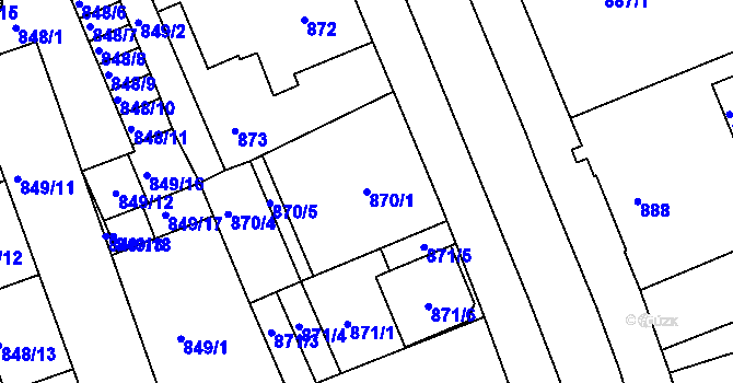 Parcela st. 870/1 v KÚ Třinec, Katastrální mapa