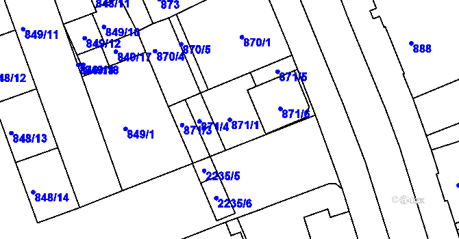 Parcela st. 871/1 v KÚ Třinec, Katastrální mapa
